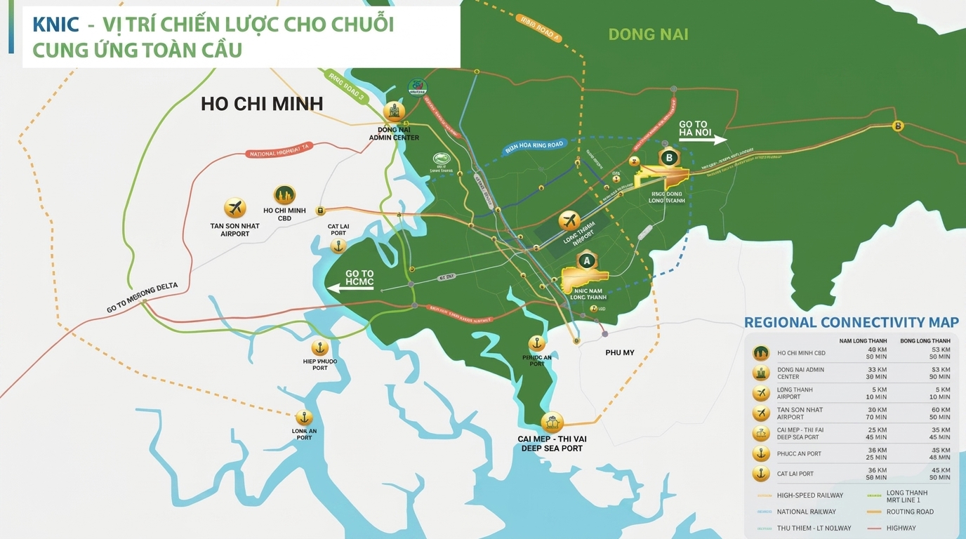 Vị trí địa lý Thành Phố Công Nghiệp KNIC Đồng Nai