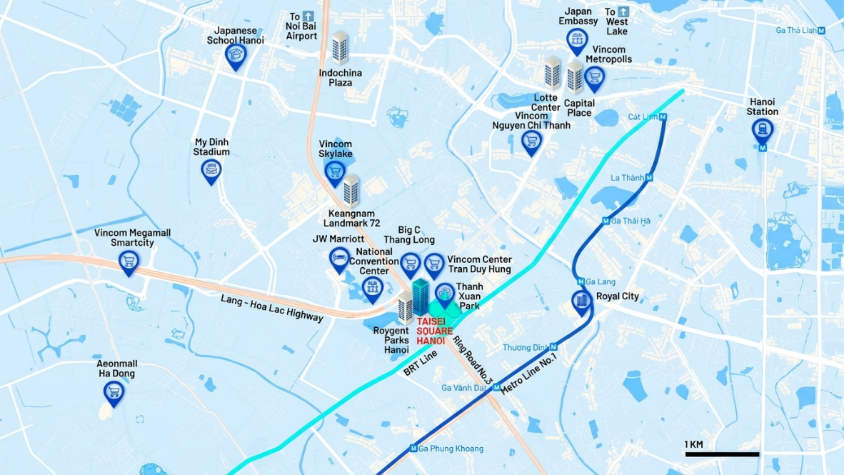 Vị trí giao thông tòa nhà Taisei Square Hanoi
